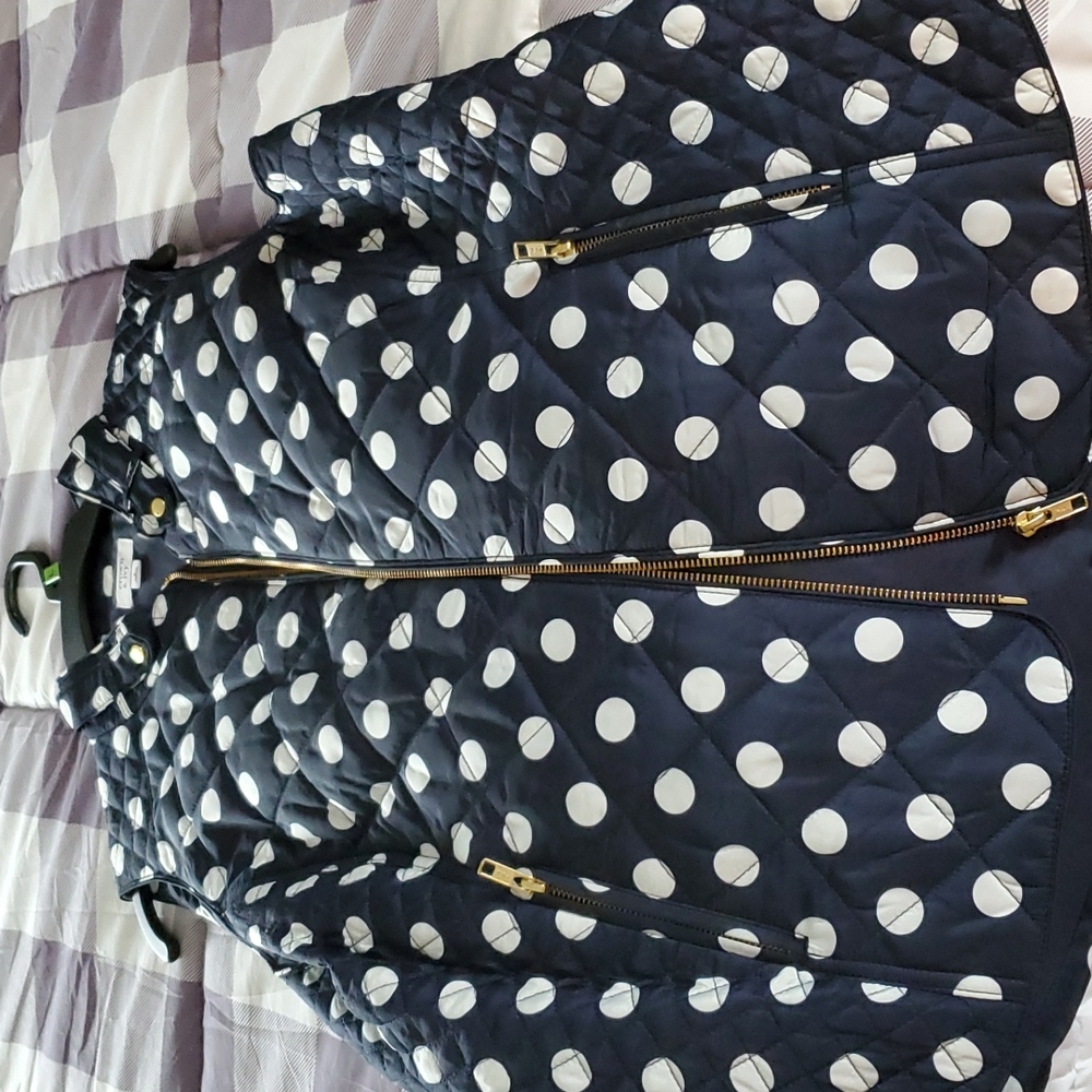 Crown & Ivy Navy Polka Dot Vest